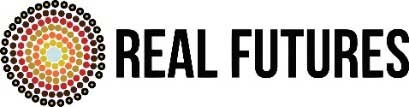 Real Futures logo - image of black, red, brown and blue elements reading Real Futures